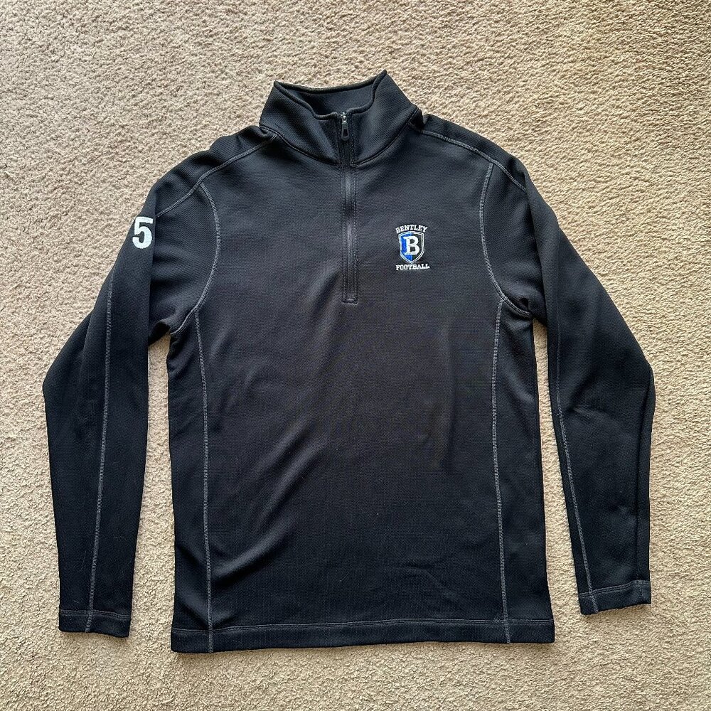 Nike Golf Sweater Mens Large Mock Neck 1/4 Zip Black Pullover Bentley Football
